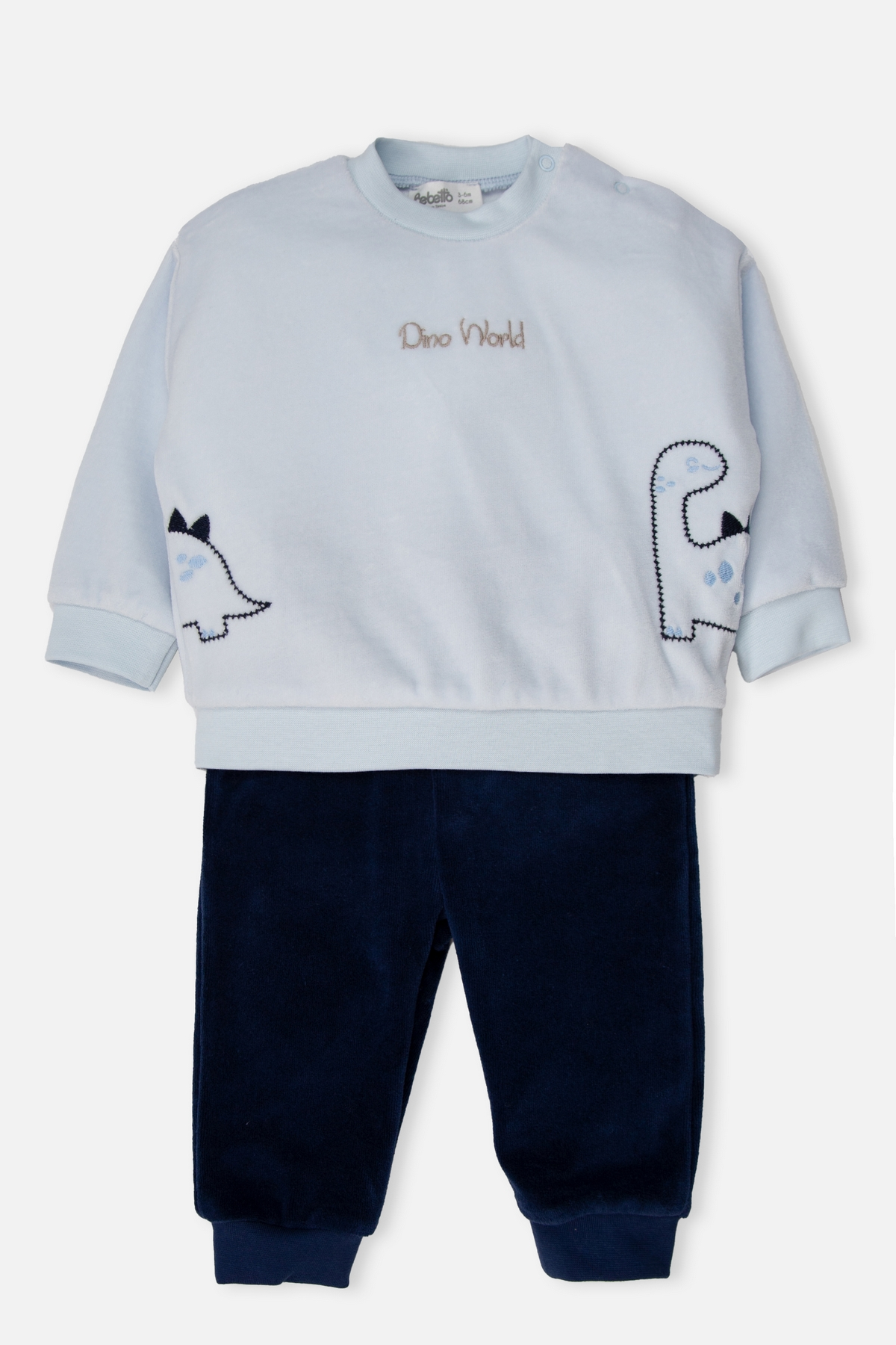 KADİFE PATİKSİZ PANTOLON 2Lİ TAKIM (CUTE DINO) MAVİ