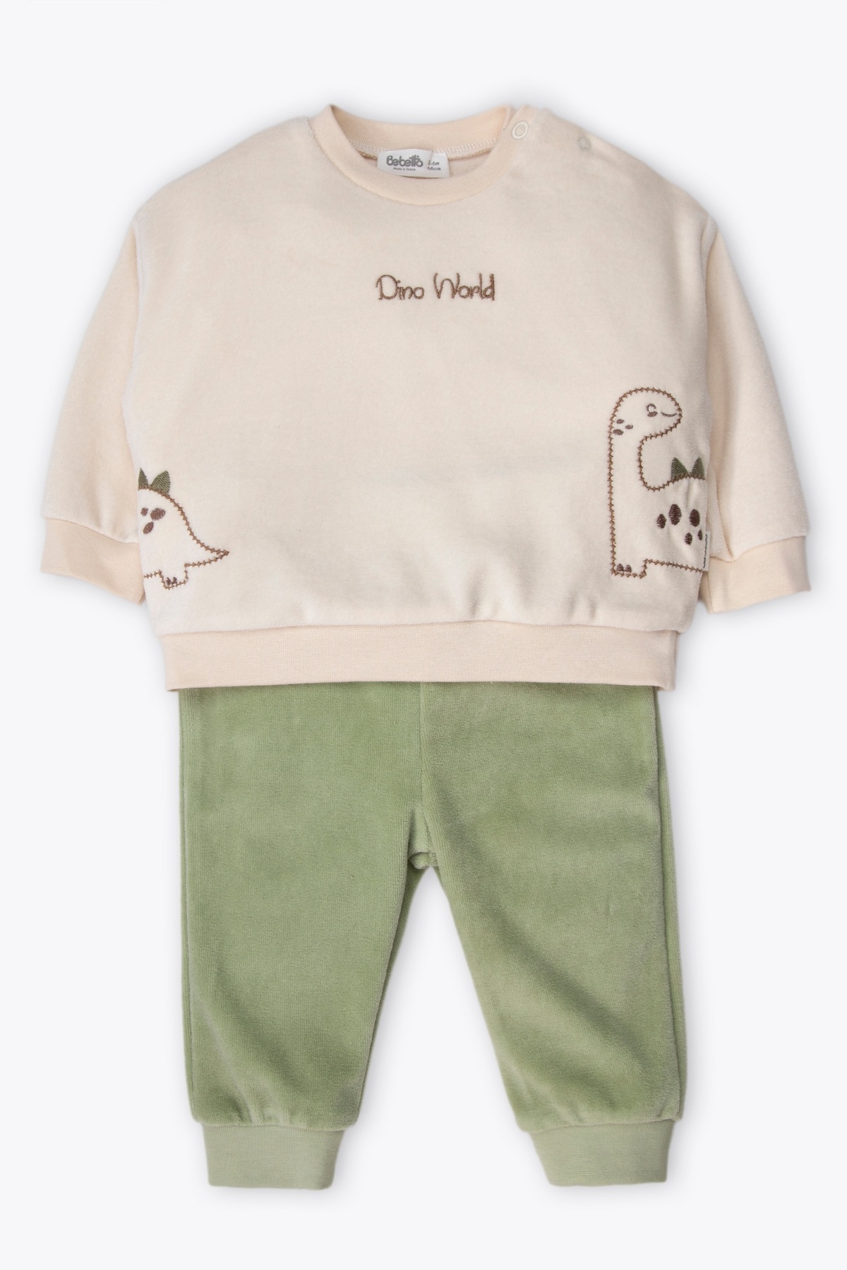 KADİFE PATİKSİZ PANTOLON 2Lİ TAKIM (CUTE DINO) BEJ