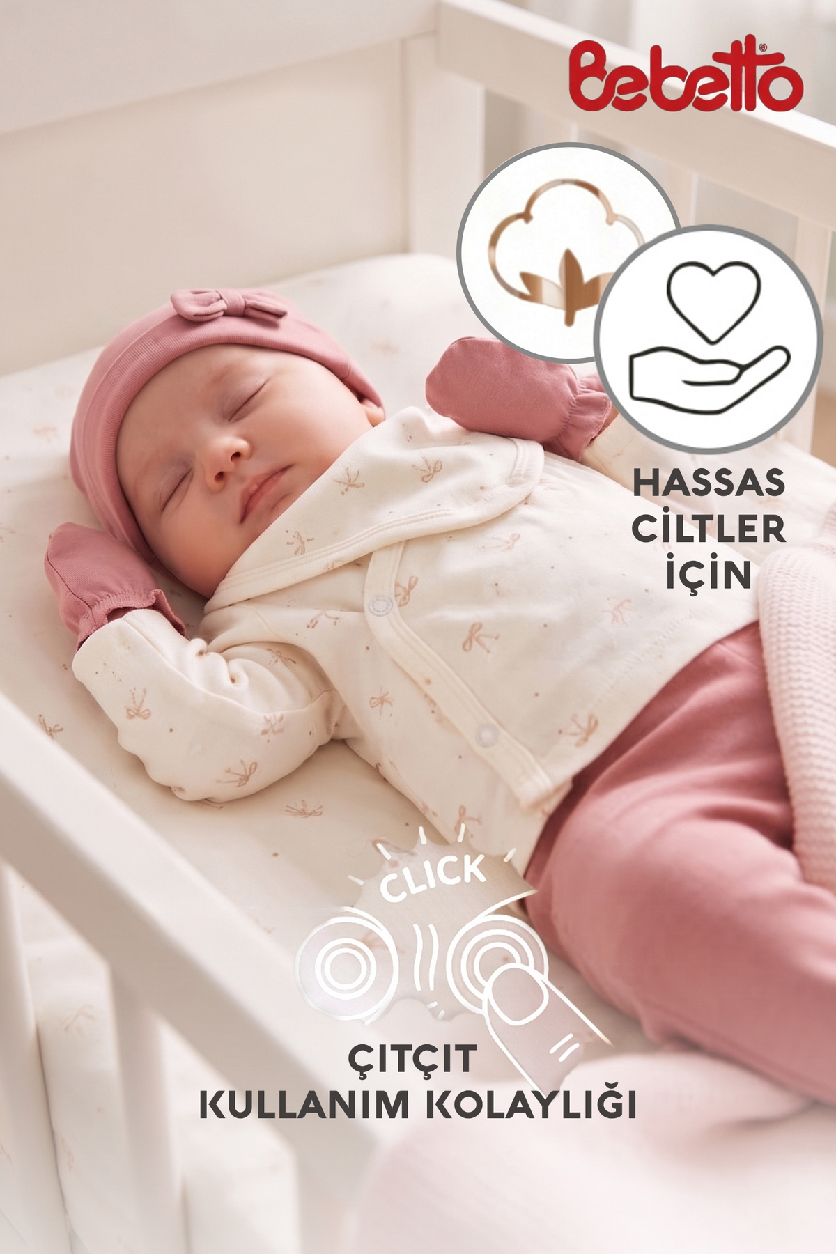 ORGANİK İNTERLOK PATİKLİ TULUM SET 3LÜ (ORGANIC WELCOME BABY) GÜL KURUSU