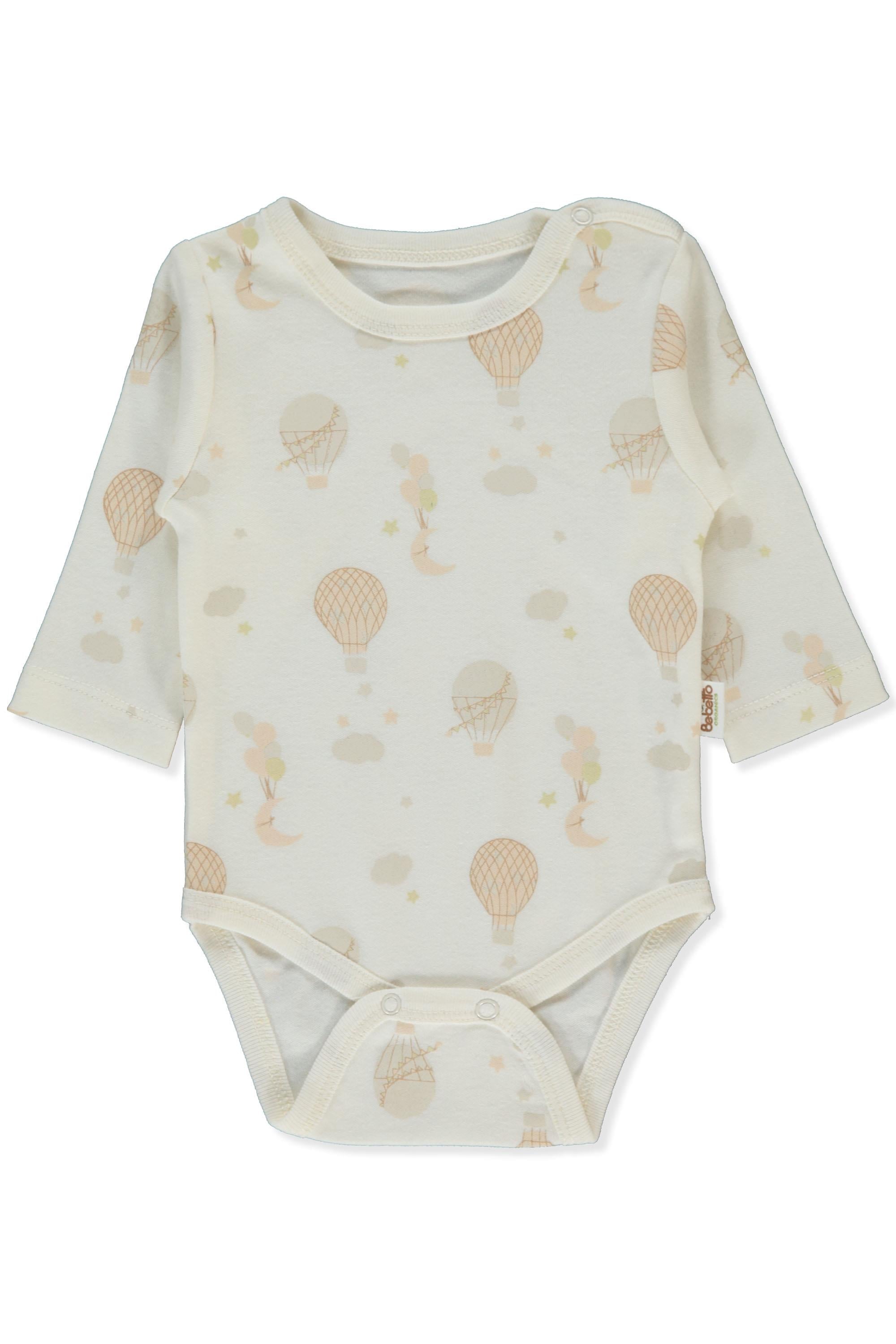 ORGANİK İNTERLOK UZUN KOLLU BODY AY (ORGANIC BORN WITH LOVE) KOYU EKRU