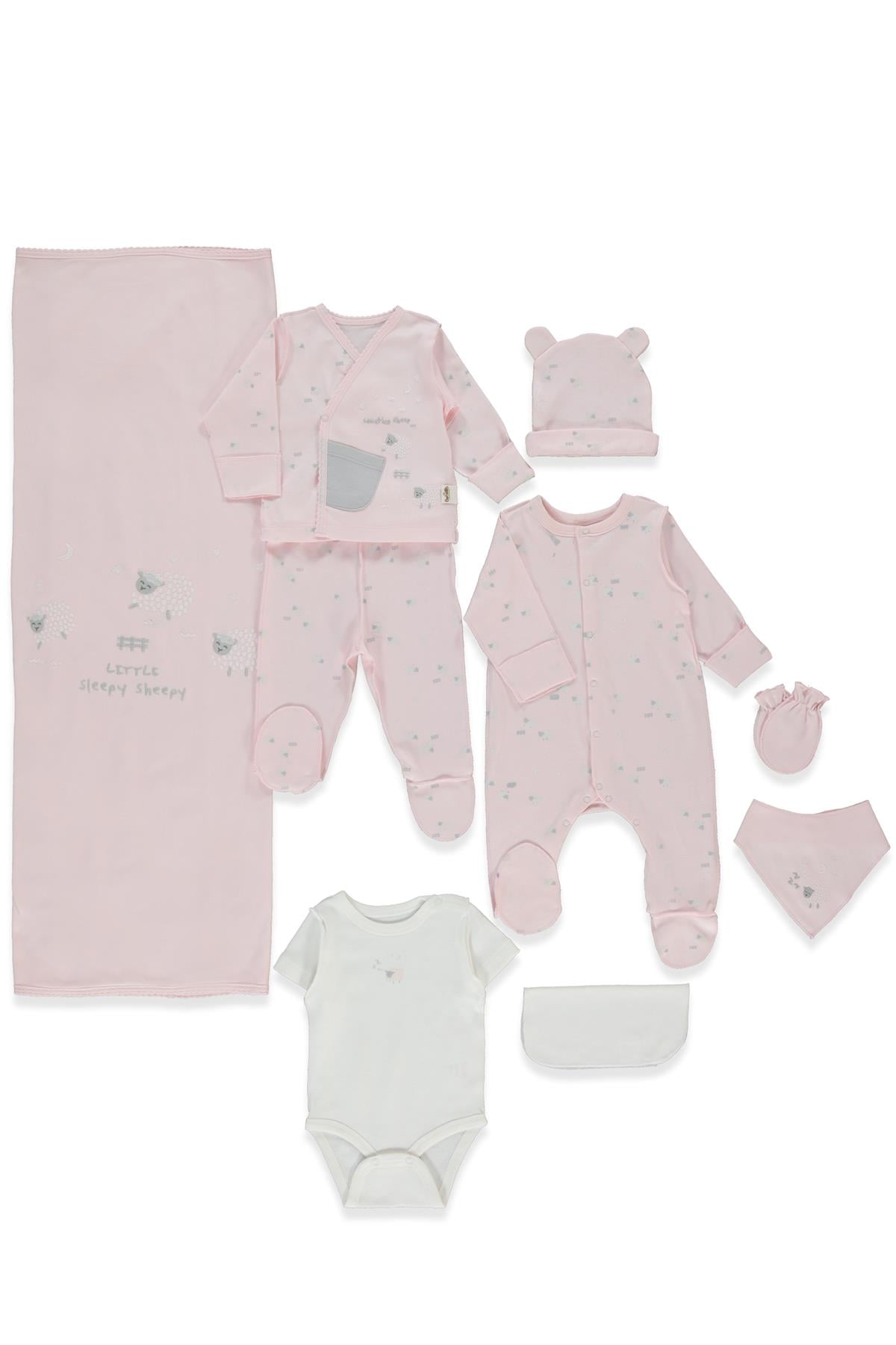 ORGANİK İNTERLOK ZIBIN SET 10LU (ORGANIC SLEEPY SHEEPY) PEMBE