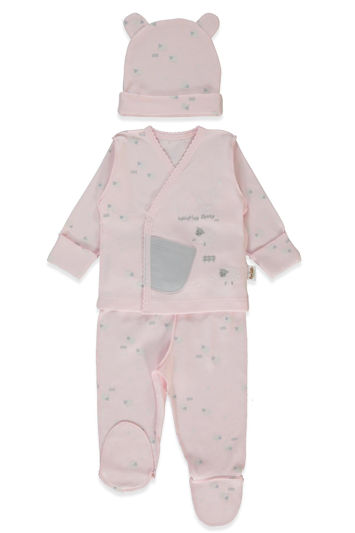 ORGANİK İNTERLOK ZIBIN SET 3LÜ (ORGANIC SLEEPY SHEEPY) PEMBE