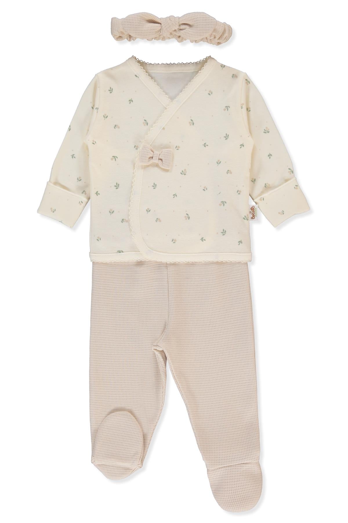 ORGANİK İNTERLOK ZIBIN SET 3LÜ (ORGANIC CUTE BEAR) BEJ