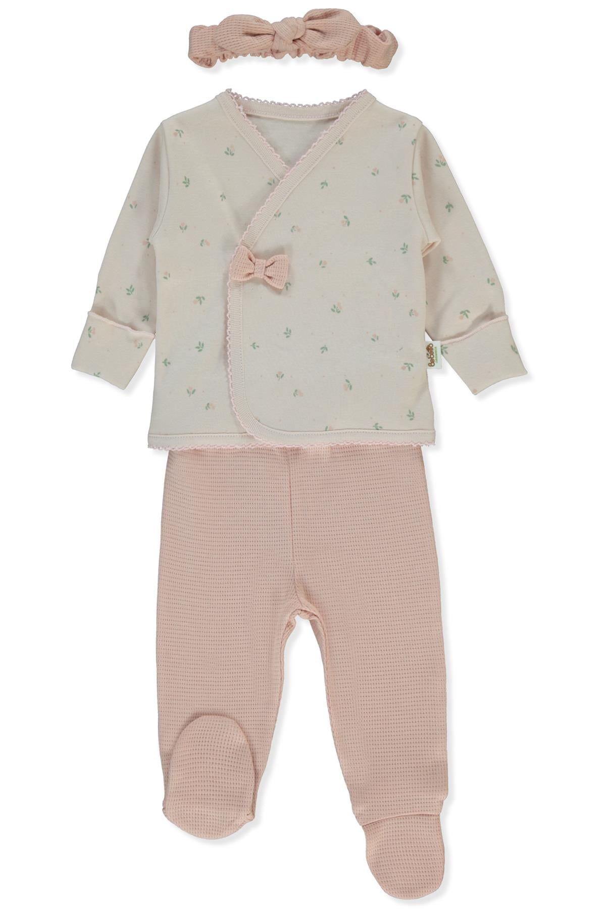 ORGANİK İNTERLOK ZIBIN SET 3LÜ (ORGANIC CUTE BEAR) PEMBE