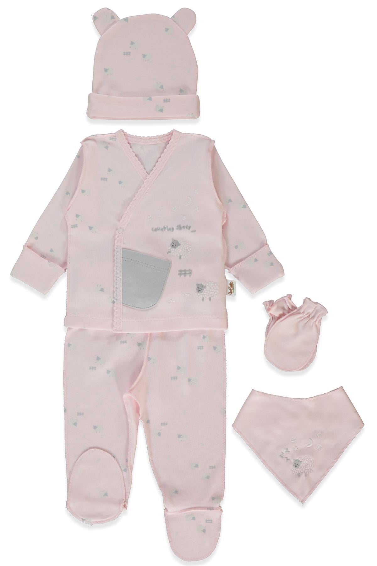 ORGANİK İNTERLOK ZIBIN SET 5Lİ (ORGANIC SLEEPY SHEEPY) PEMBE