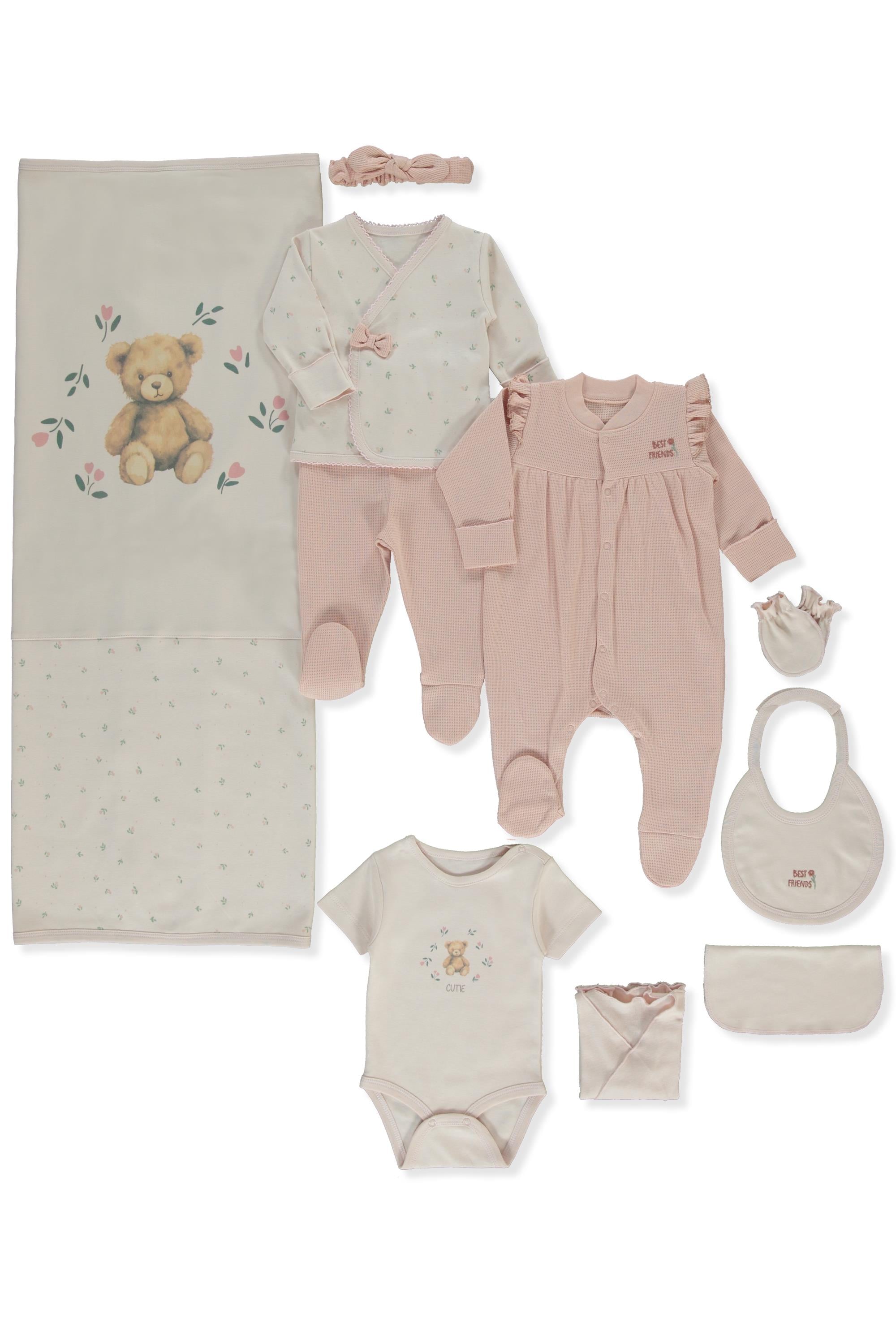 ORGANİK WAFFLE SÜPREM ZIBIN SET 10LU (ORGANIC CUTE BEAR) PEMBE