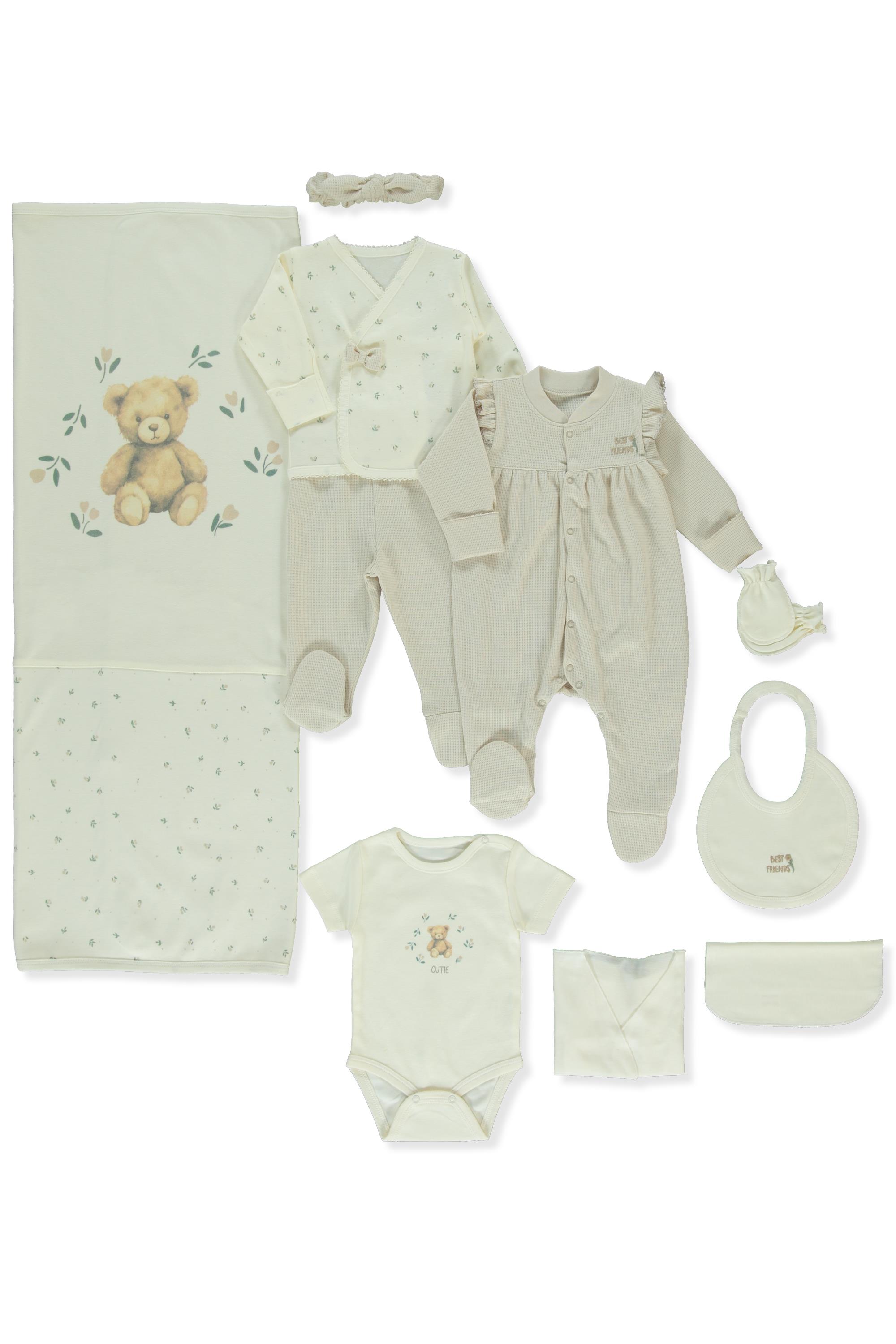 ORGANİK WAFFLE SÜPREM ZIBIN SET 10LU (ORGANIC CUTE BEAR) BEJ