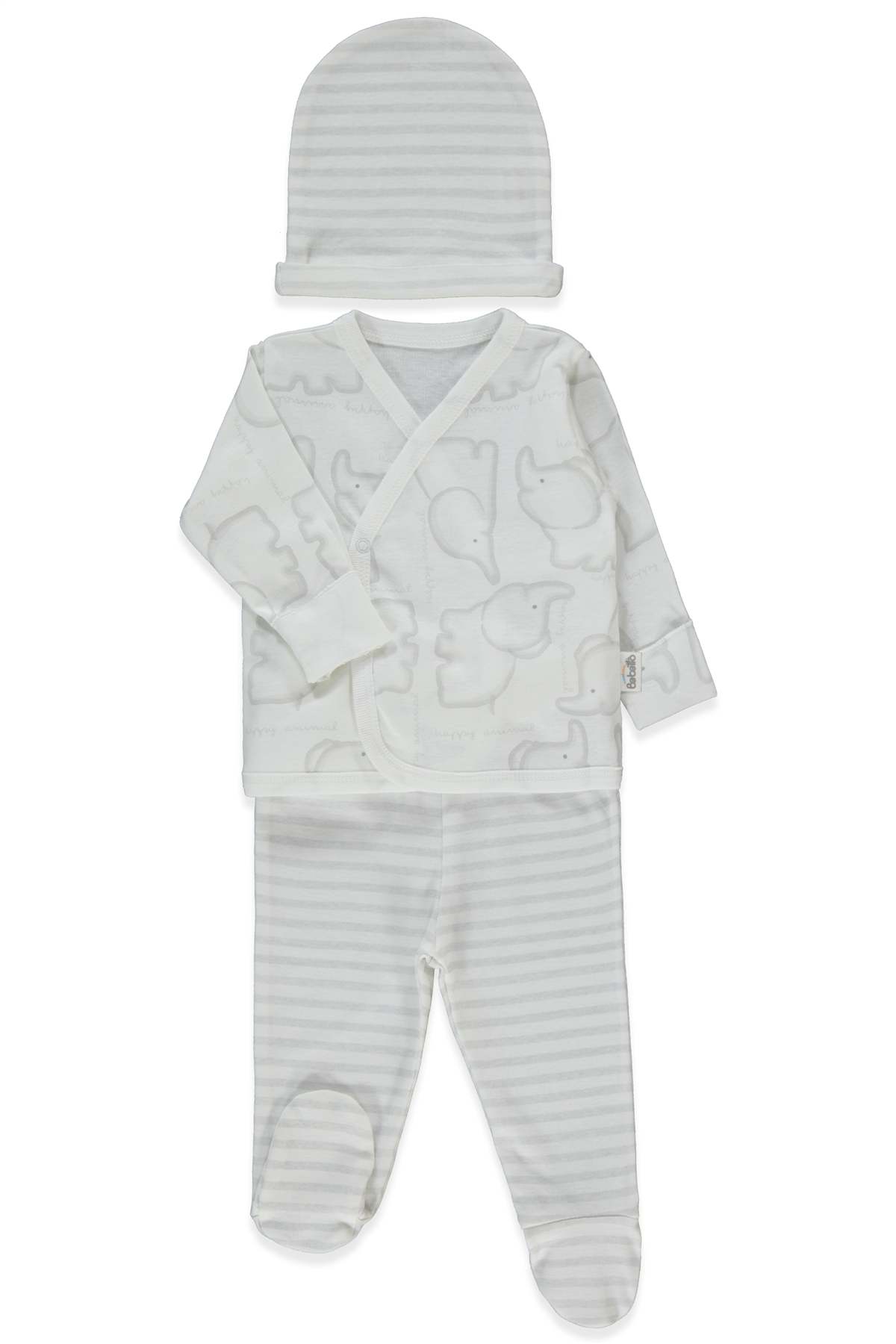 RİBANA ZIBIN SET 3LÜ (HAPPY ANIMAL) GRİ MELANJ