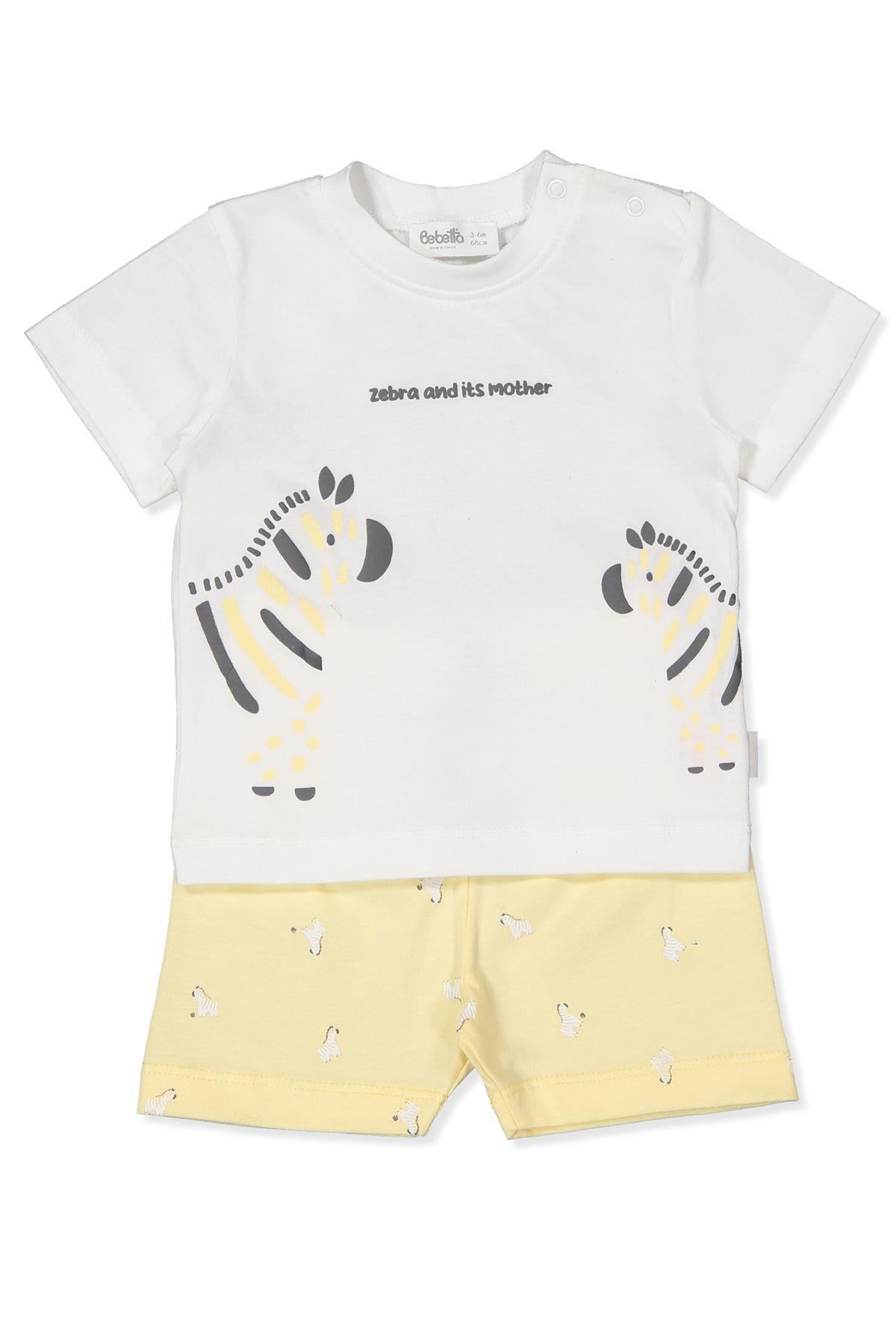 SÜPREM ŞORT 2Lİ TAKIM BASKILI (WALKING ZEBRAS) SARI