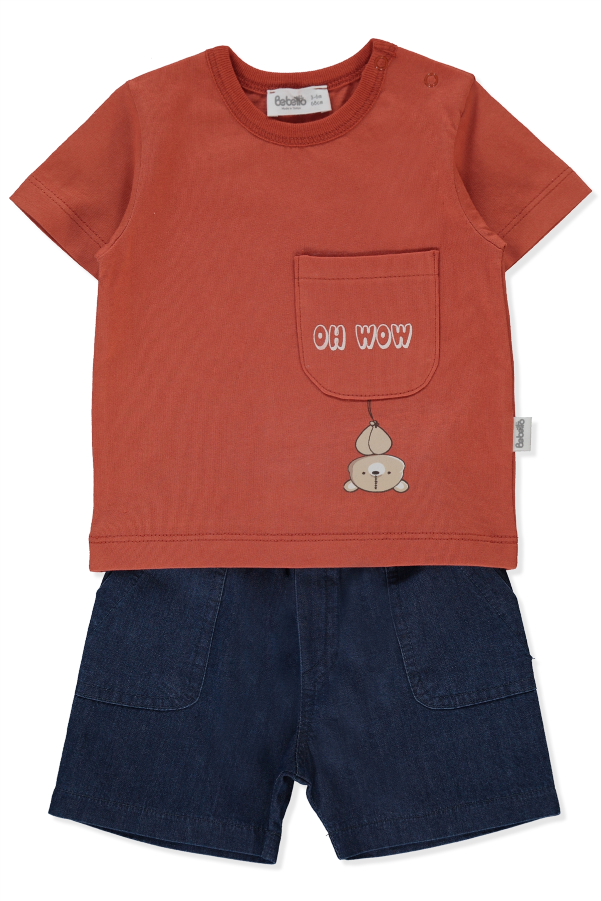 TENCEL ŞORT 2Lİ TAKIM (HELLO) KİREMİT