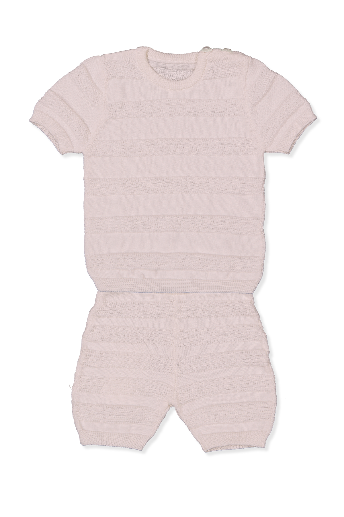 TRİKO ŞORTLU TAKIM (ÇİZGİ DESEN) PEMBE