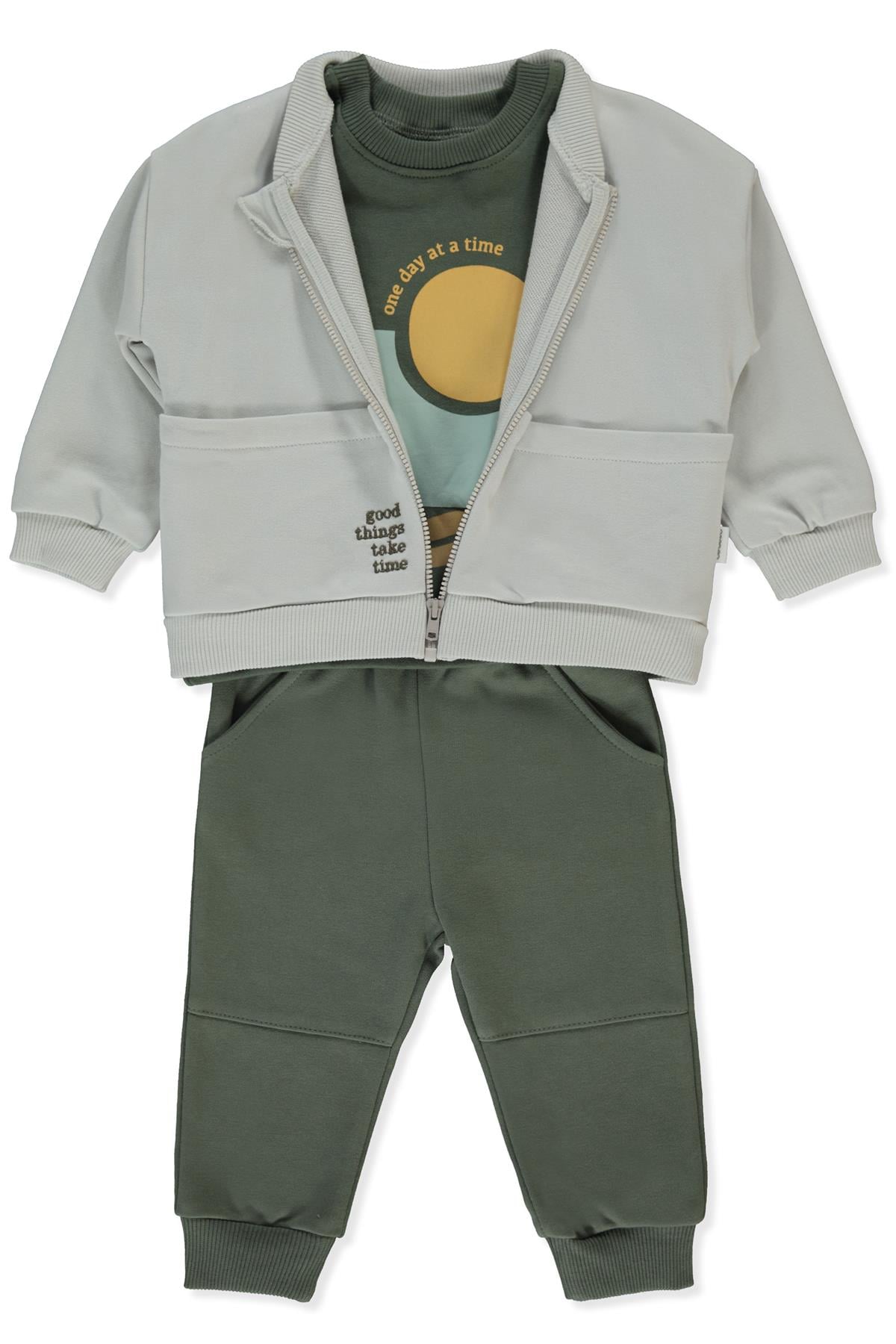 ÜÇ İP KAPŞONLU HIRKA 3LÜ TAKIM (GOOD THINGS) HAKİ