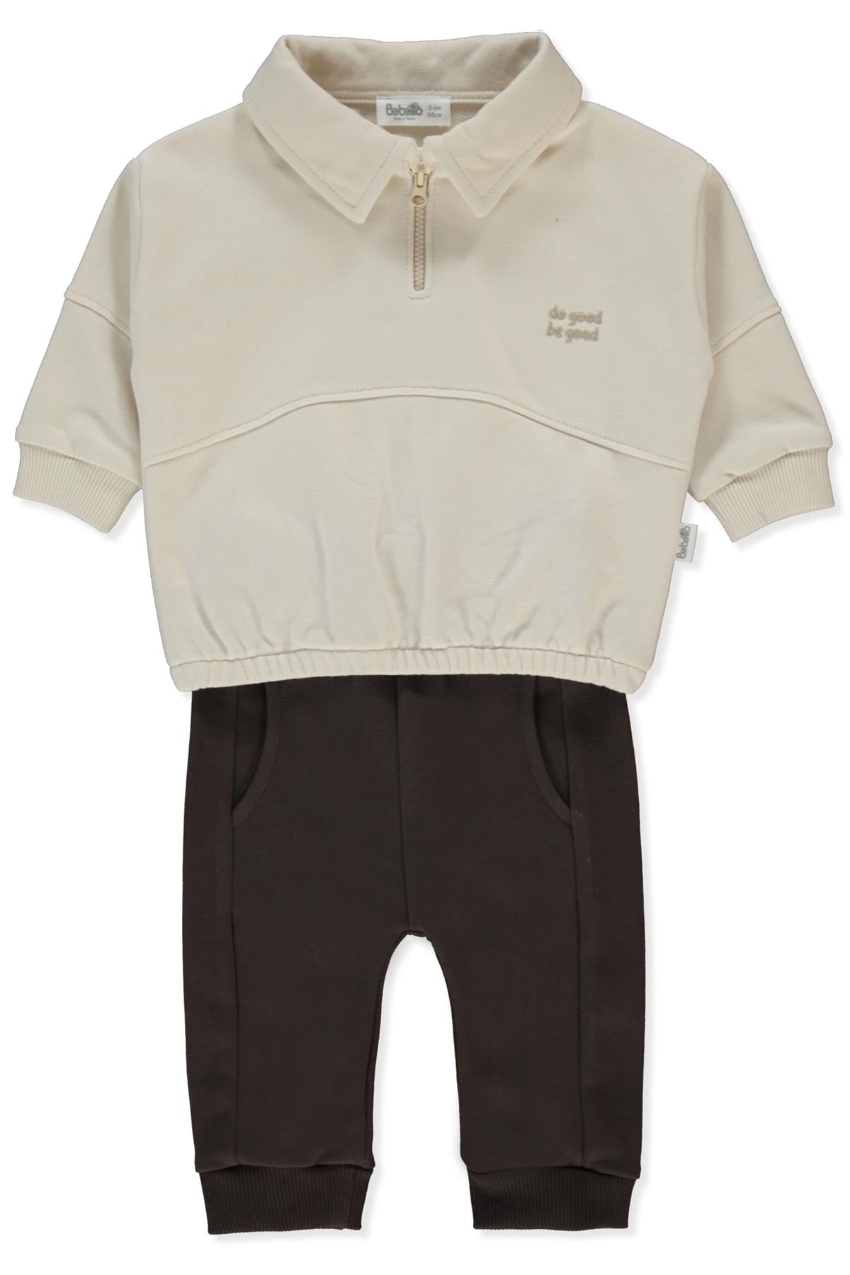 ÜÇ İP SWEAT 2Lİ TAKIM (SELF ENJOY) KAHVERENGİ