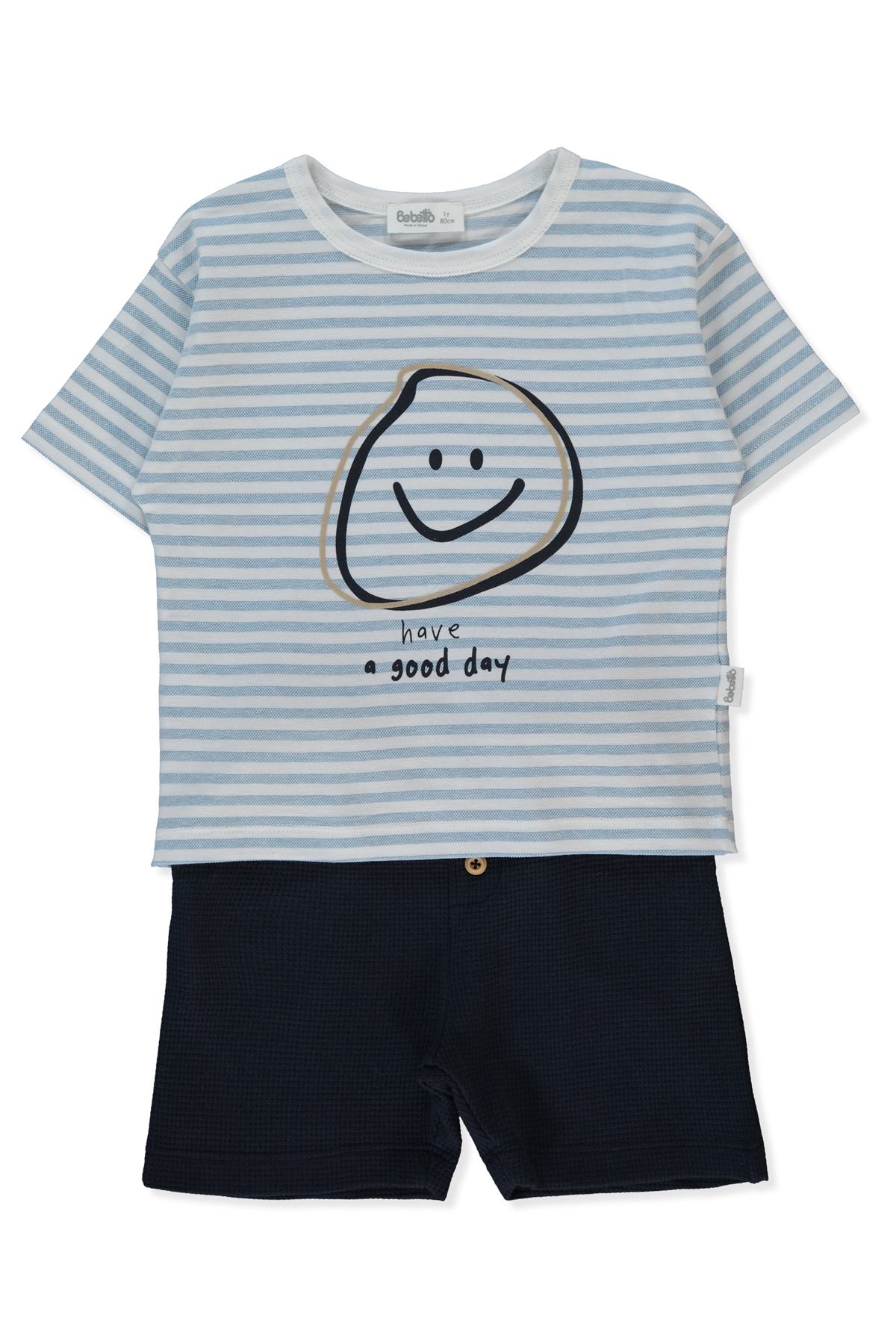 WAFFLE ŞORT 2Lİ TAKIM (STRIPED) MAVİ