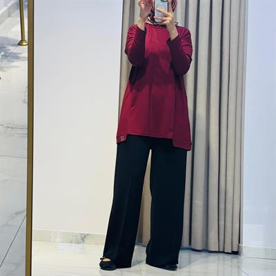 BELİ LASTİKLİ BOL PAÇA PANTOLON SİYAH