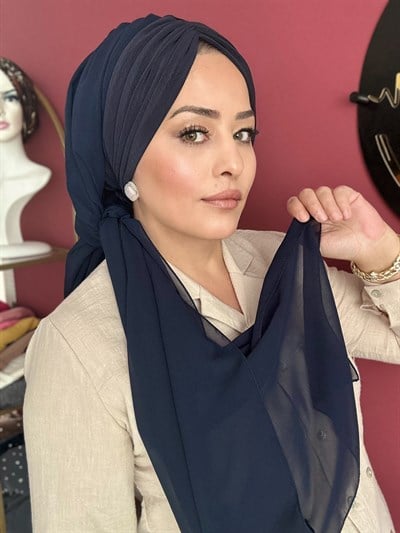 LACİVERT DRAPE MODEL DOLGULU BONEŞAL