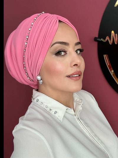 PEMBE TAÇ MODEL TAŞLI DRAPE DOLGULU BONE