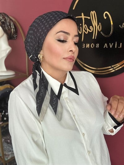 SİYAH VK DESEN EŞARP BONE