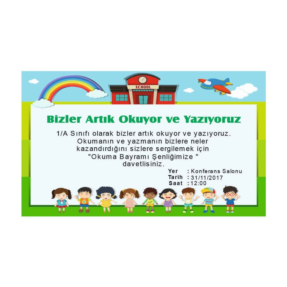 1. Sınıf Okuma Bayramı Davetiyesi 2