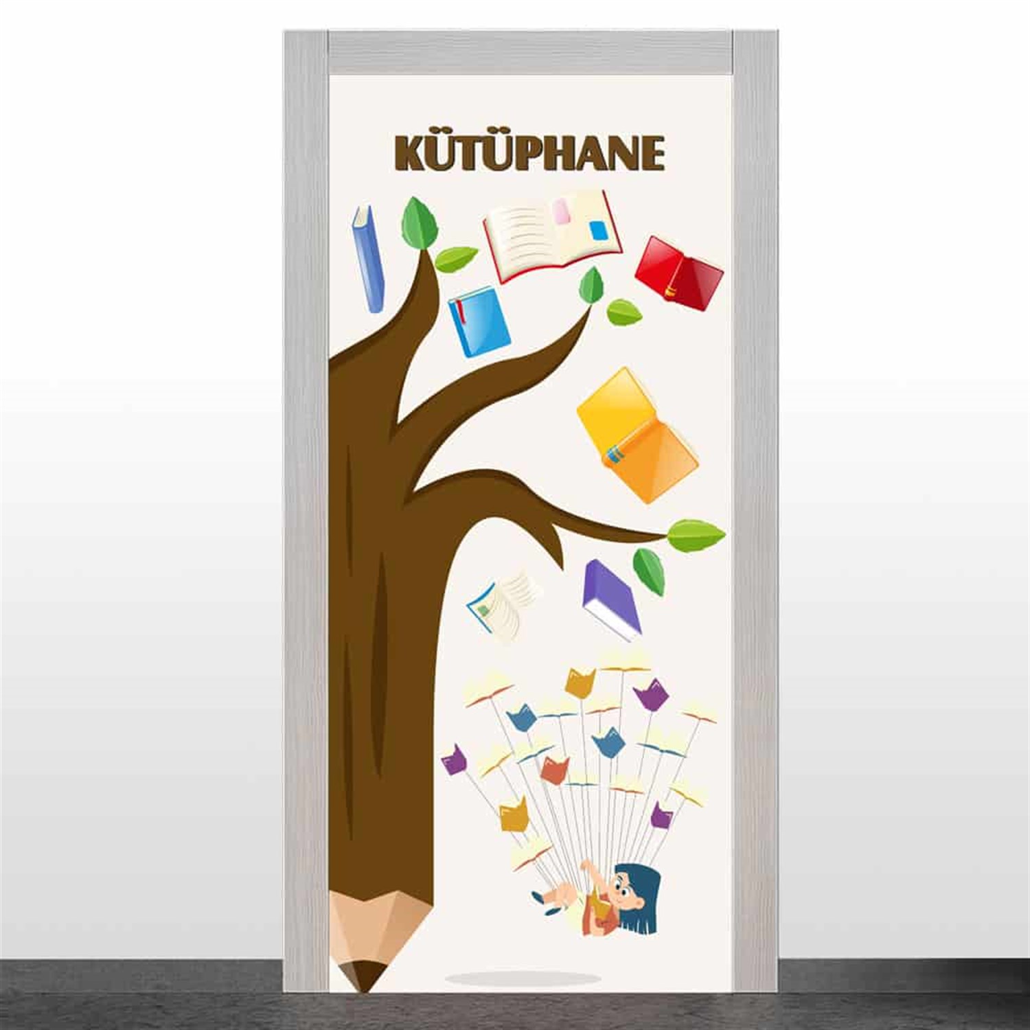 Ağaç Kütüphane Kapı Giydirme