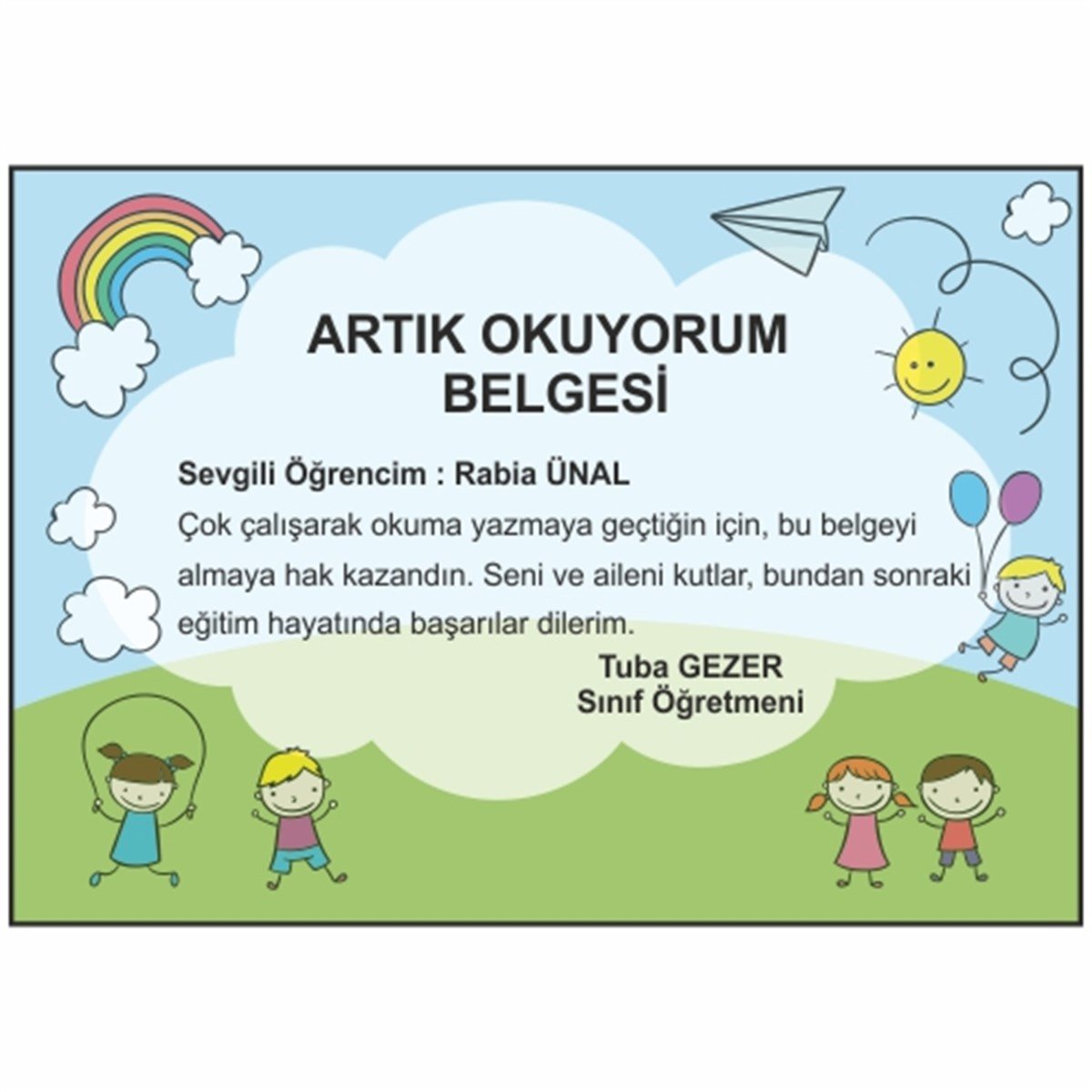 Artık Okuyorum Belgesi 1