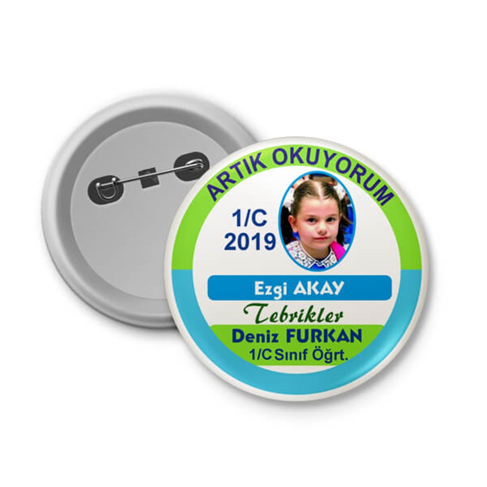 Artık Okuyorum Rozeti (İsimli-Resimli) 4.4 mm 02
