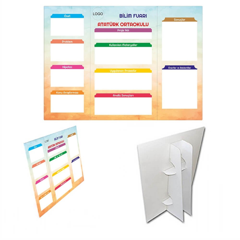 Bilim Fuarı Sunum Panosu ve Poster Ayağı ( 50 X 70 ) Yaz Sil