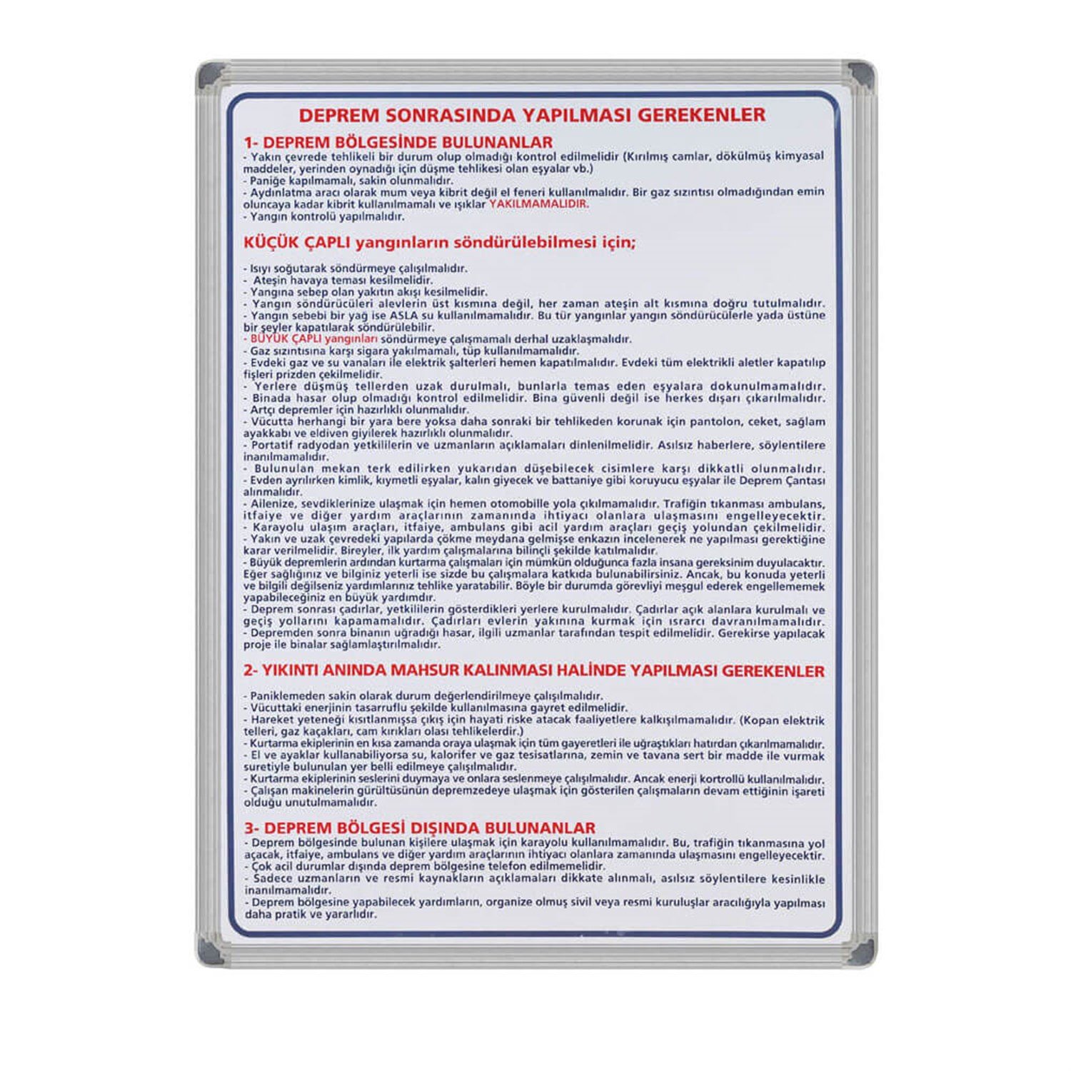 Deprem Sonrası Uyarı Levhası