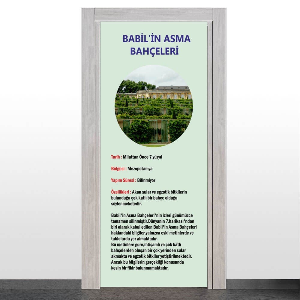 Dünyanın 7 Harikası - Babil'in Asma Bahçeleri Kapı Giydirme