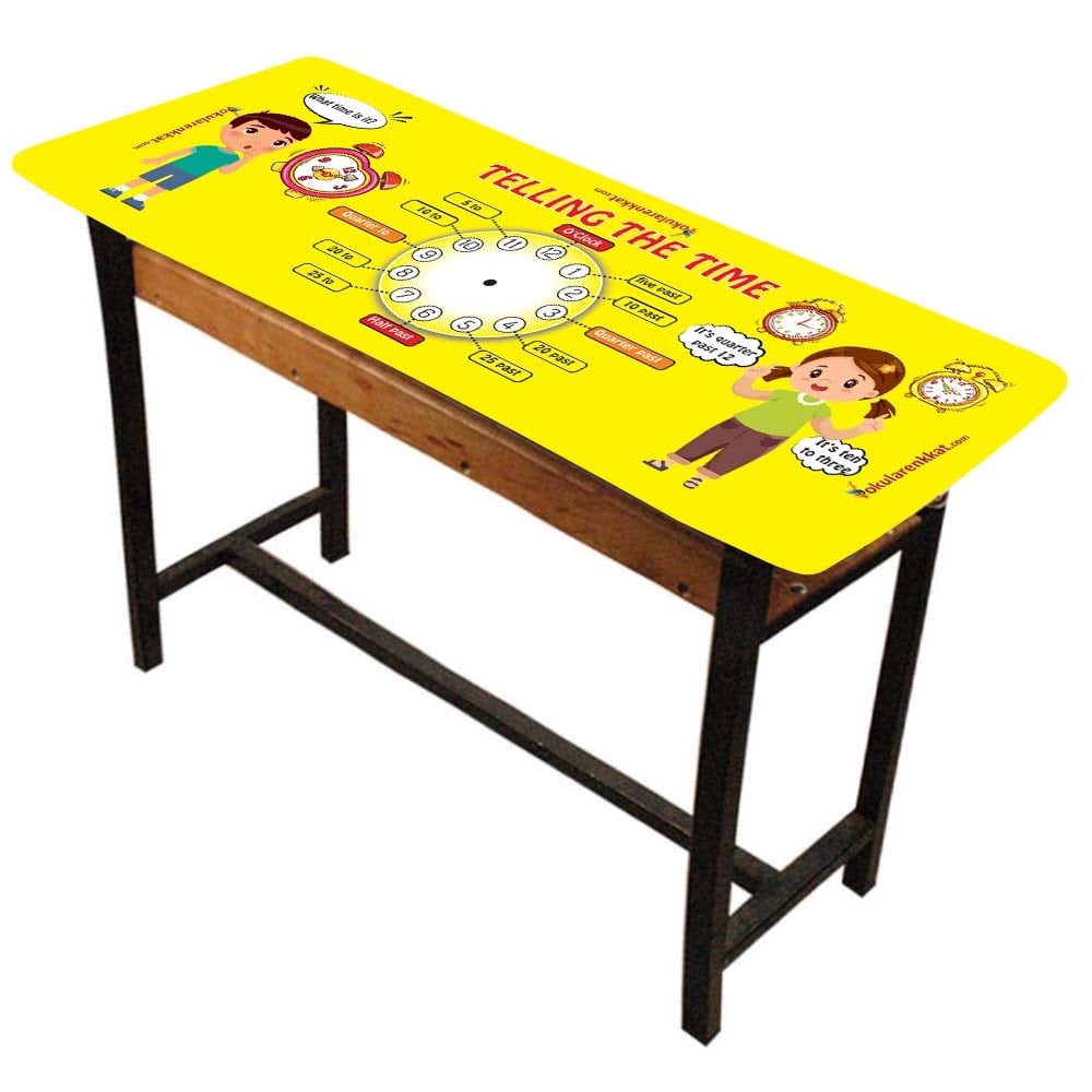 gzl58İngilizce Saatler Gizil Öğrenme Lastikli Sıra ÖrtüsüGizil Öğrenme Baskılı Sıra ÖrtüsüOkularenkkat