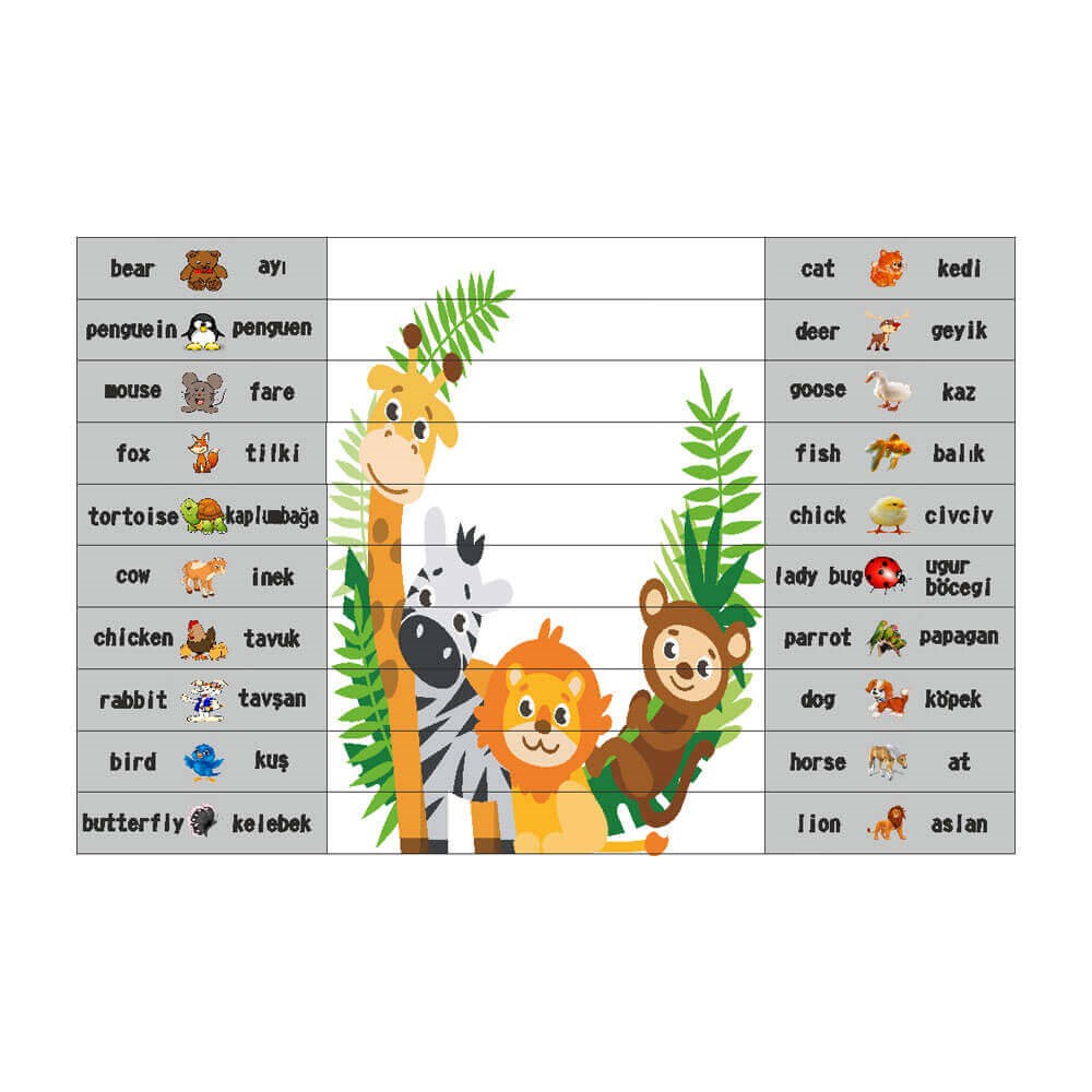 İngilizce Hayvanlar Merdiven Giydirme