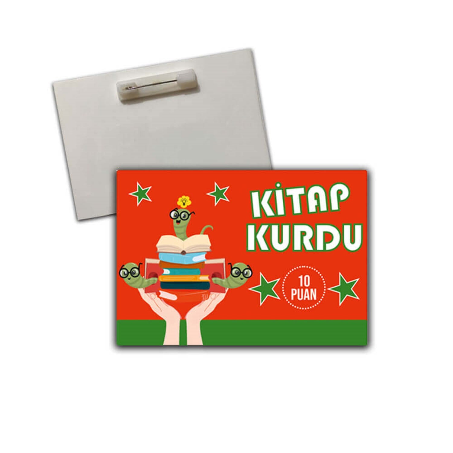 Kitap Kurdu Yaka Kartı (Pvc kaplama +broş iğneli)