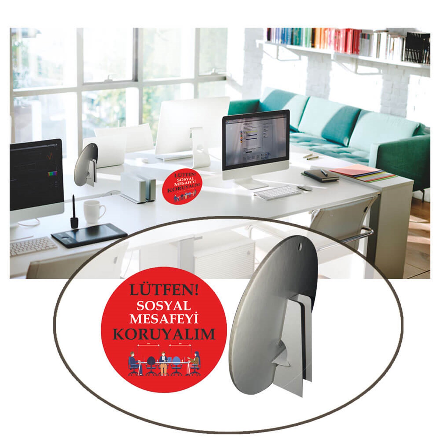 Sosyal Mesafe Uyarılı Ayaklı Pano