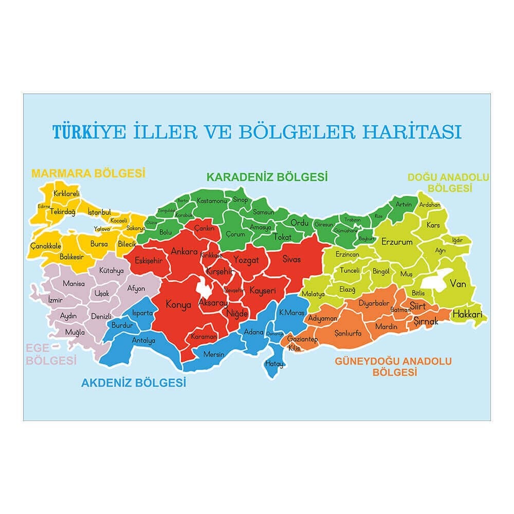 Türkiye İller ve Bölgeler Haritası