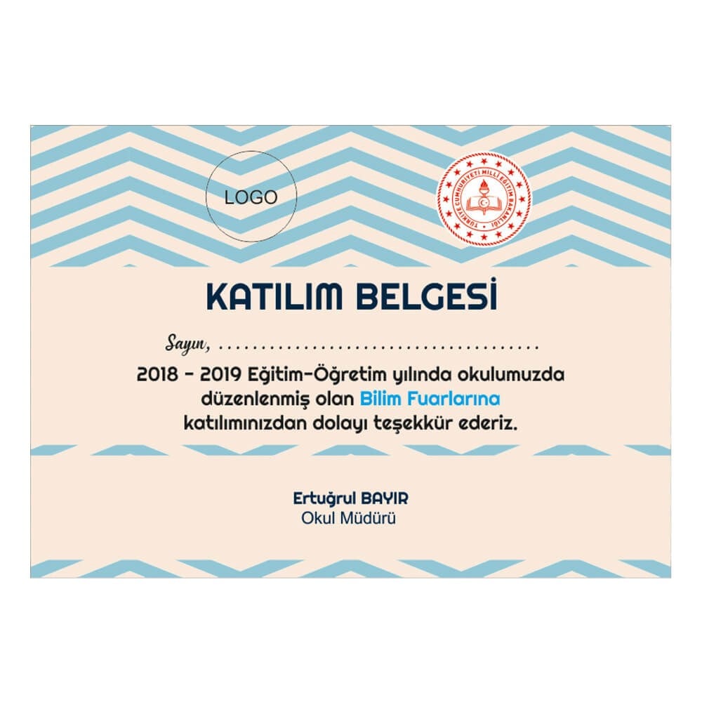  Bilim Fuarı Katılım Belgesi 10