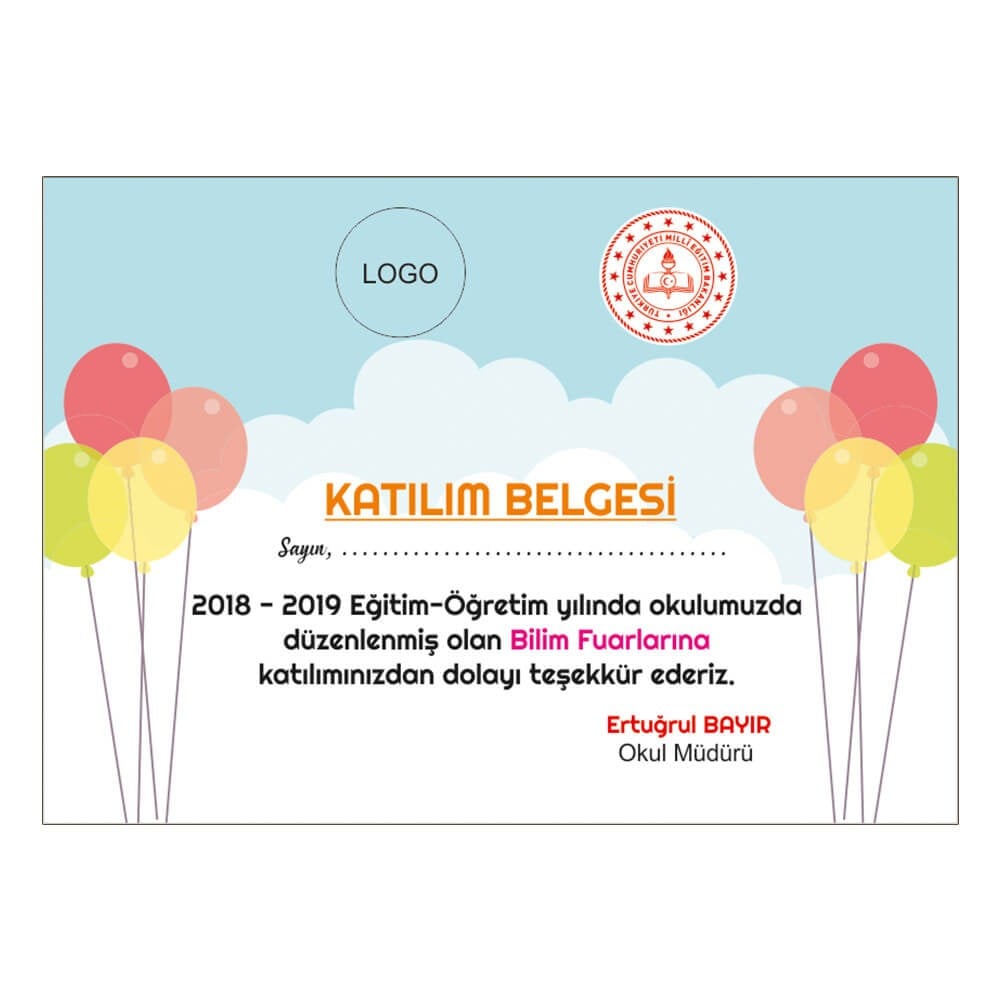  Bilim Fuarı Katılım Belgesi 8