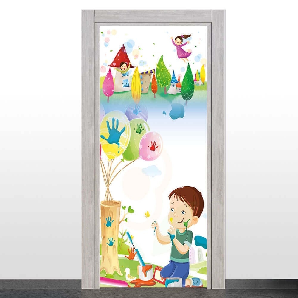 Çocuk ve Ağaç Temalı Kapı Giydirme 