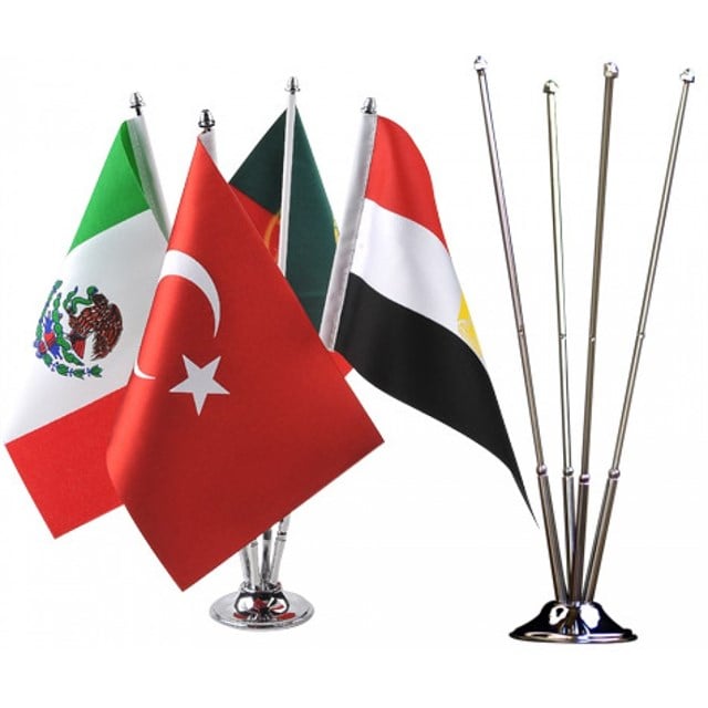 Dörtlü Krom Masa Bayrak Direği