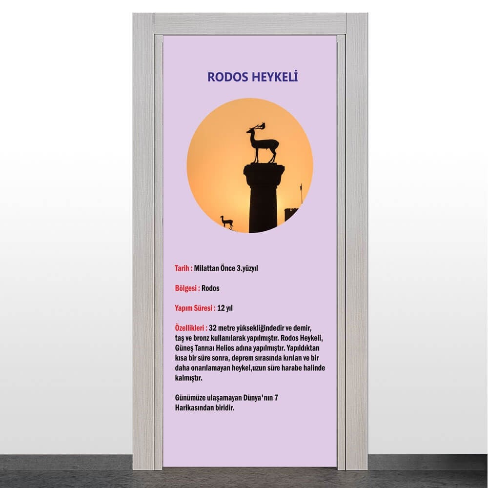 Dünyanın 7 Harikası - Rodos Heykeli Kapı Giydirme