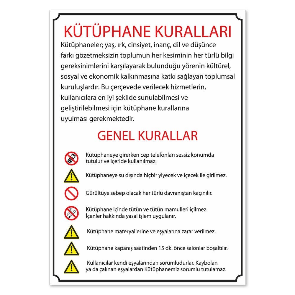 Kütüphane Kuralları Afişi