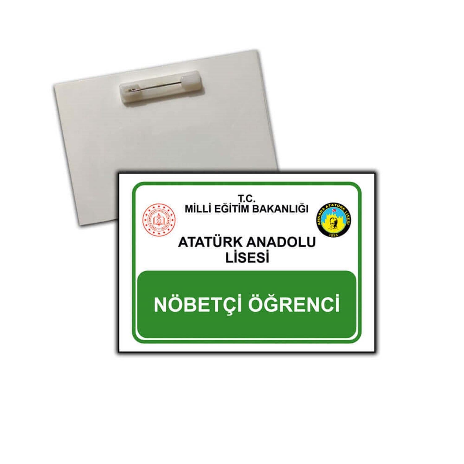 Nöbetçi Öğrenci Yaka Kartı (Pvc kaplama +broş iğneli)