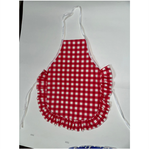 orkönlük4Kırmızı Kareli Fırfırlı Çocuk ÖnlükKALEMLİKOkularenkkat