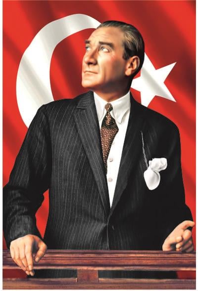 orktrkbyrkataMustafa Kemal Atatürk ,Cumhurbaşkanı Recep Tayyip Erdoğan ve Türk Bayrağı 3 Lü Set.Bayrak - KırlangıçOkularenkkat