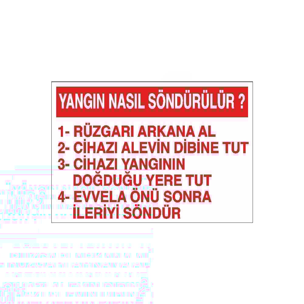 Yangın Nasıl Söndürülür Uyarı Levhası