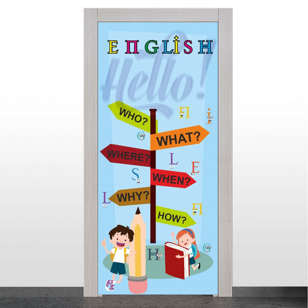 İngilizce Sınıfı Kapı Giydirme | Okularenkkat.com