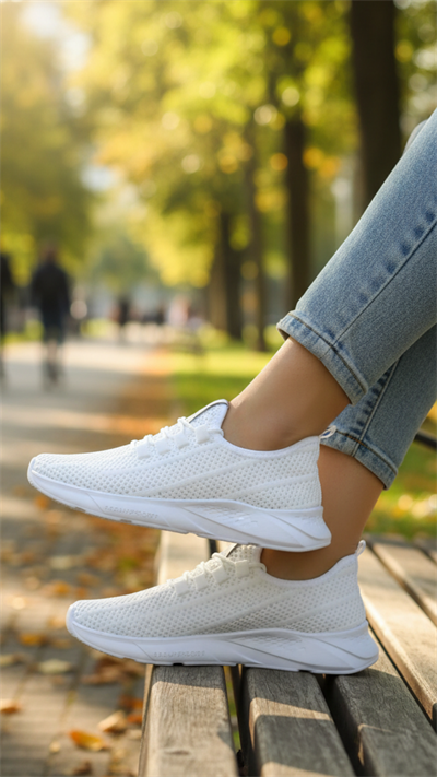  Unisex Beyaz Triko Fileli Spor Ayakkabı - Hafif Tabanlı, Günlük Yürüyüş ve Koşu Ayakkabısı
