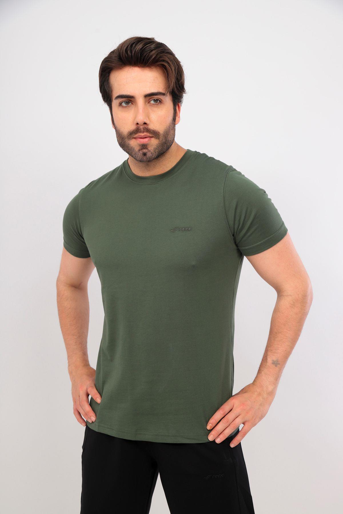 Men’s Khaki Crew-Neck T-Shirt