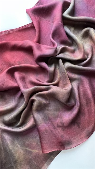 Fuşya Yeşil Ebruli Kelagayi Eşarp 140x140
