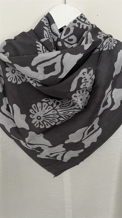 Gri Saf Koza İpek Kelagaayi Eşarp 120x120