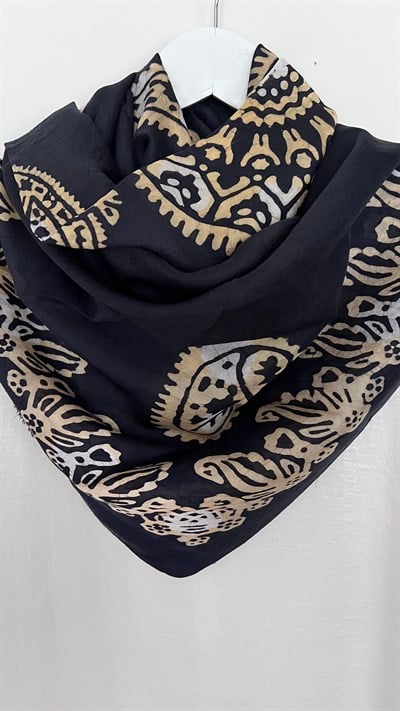 Siyah İpek Kelagayi Eşarp 120x120